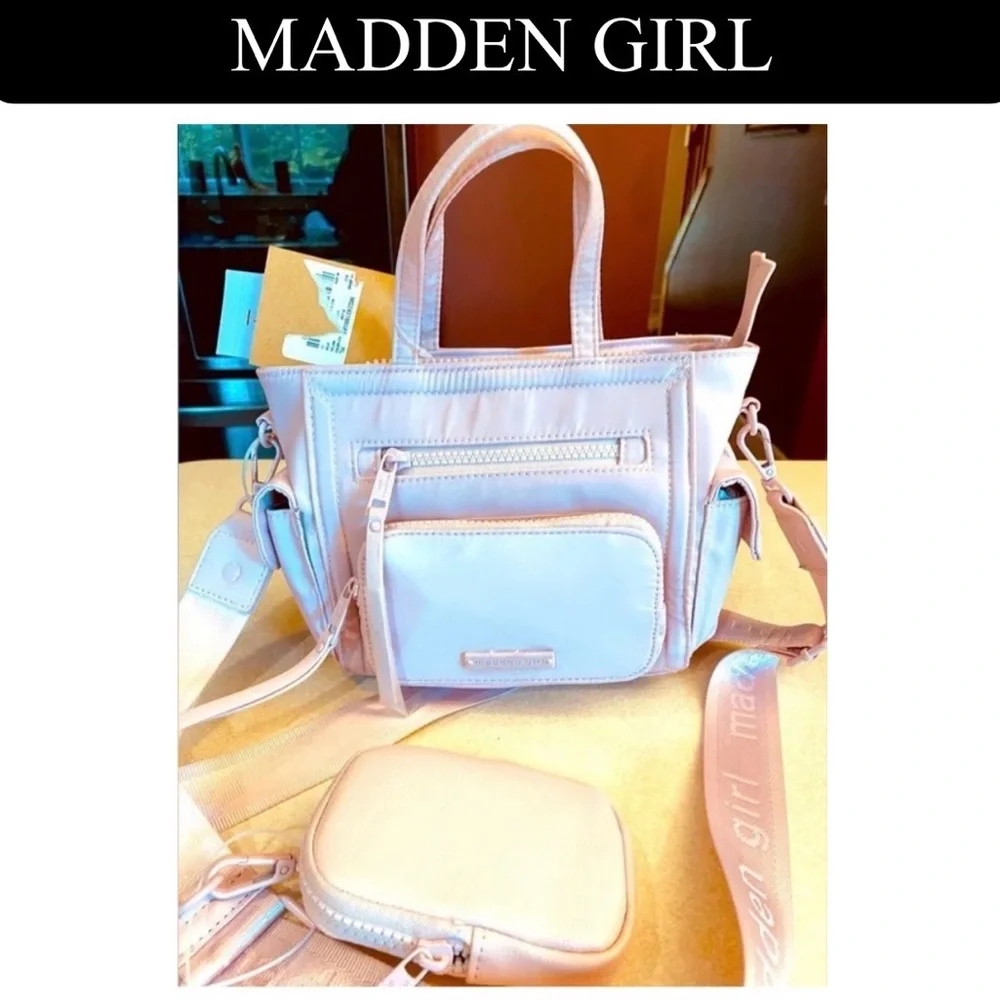MADDEN GIRL Mauve Mini Tote w/Adjustable Guitar Strap, NWT